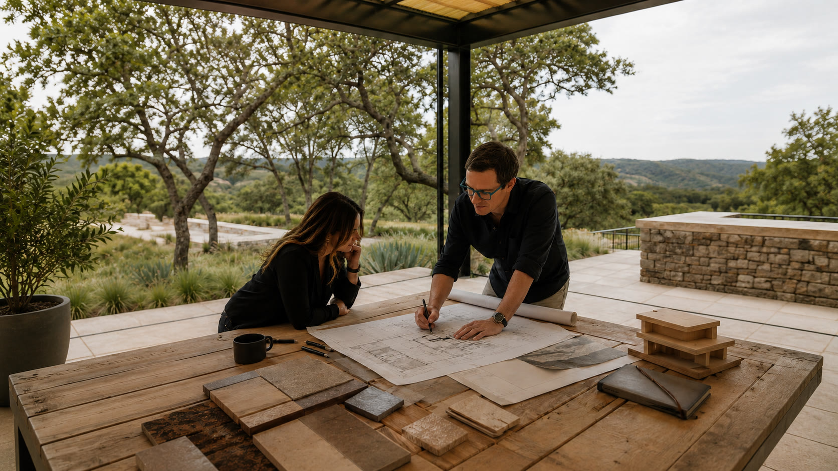 Andrew Wagner discussing a project with a client